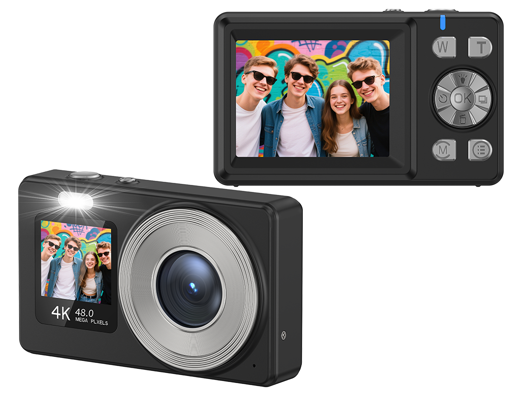 DC08S Dual Screen 1080P Digital Camera, 18X Optical Zoom, Autofocus & LED Flash